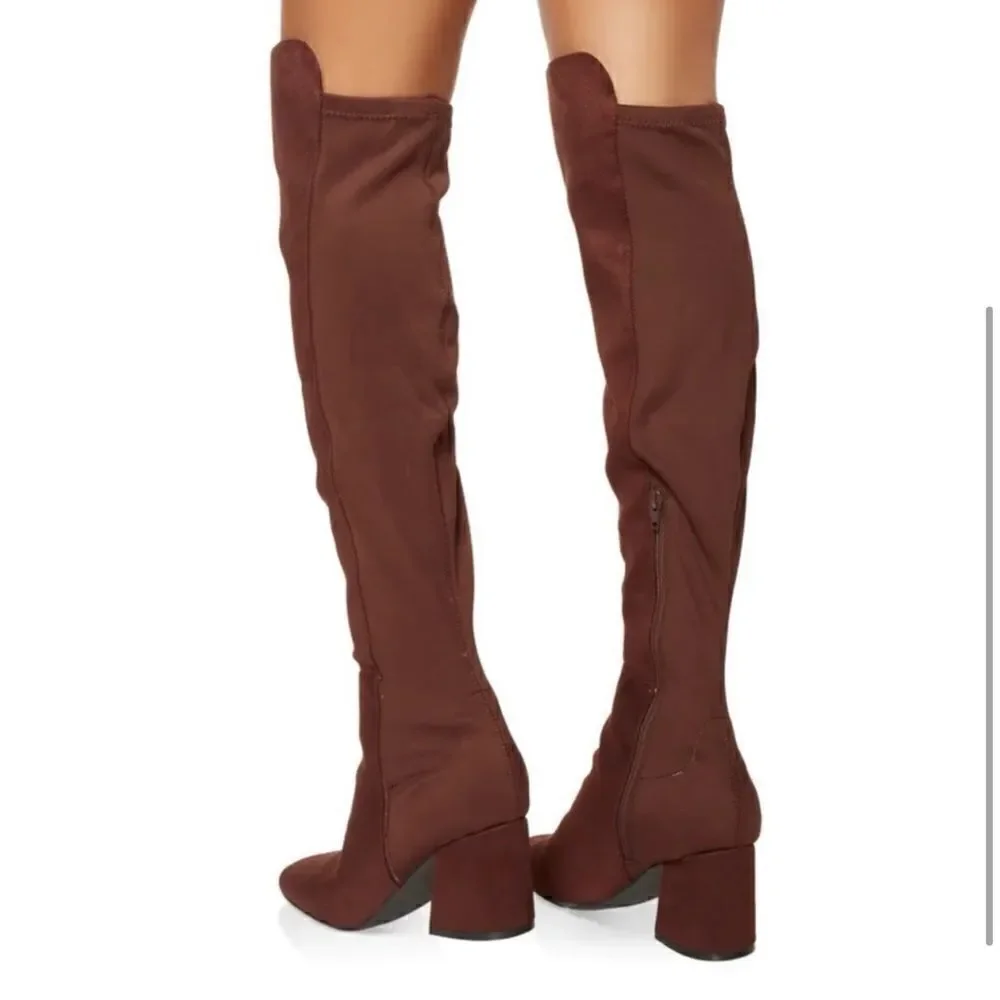 Brown Suede Over the Knee Boots